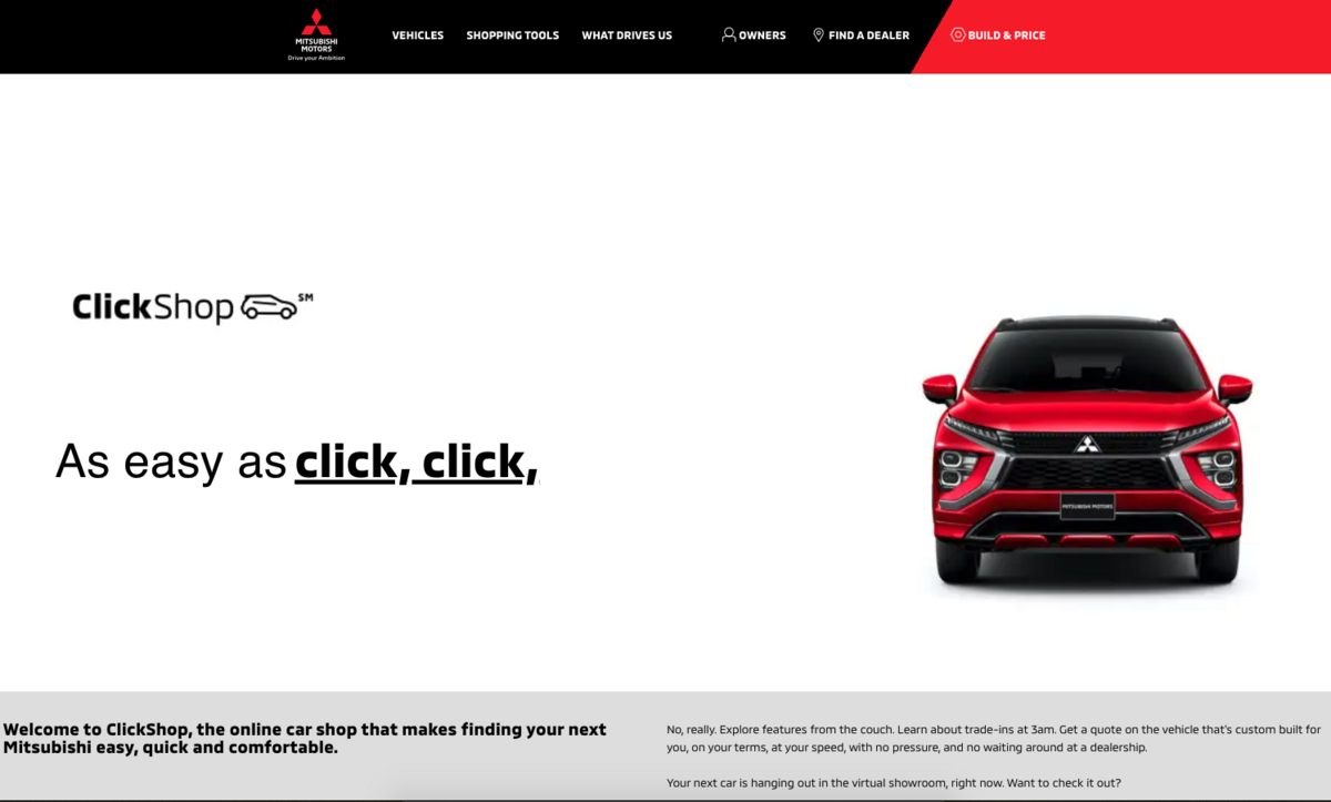 Mitsubishi hará que la experiencia de comprar un vehículo sea tan simple como “Hacer un clic”